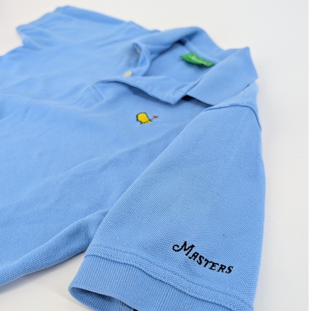 Masters Collection Kids Polo Shirt Light Blue Embroidered Logo Size S 8/10